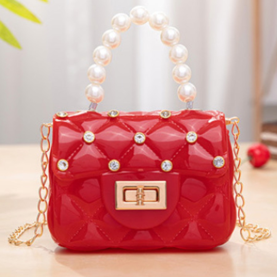 LW Chain Strap Pearl Decor Crossbody Bag