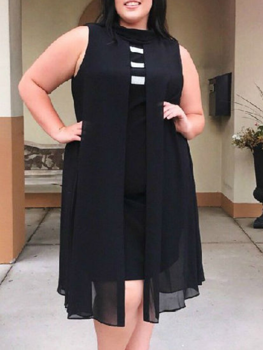

LW SXY Plus Size Sleeveless Sheer Dress, Black