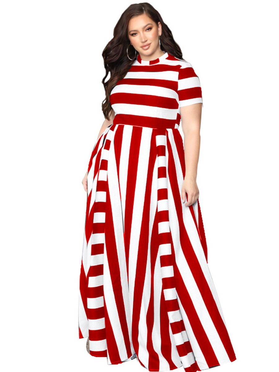 LW Plus Size Striped A Line Dress