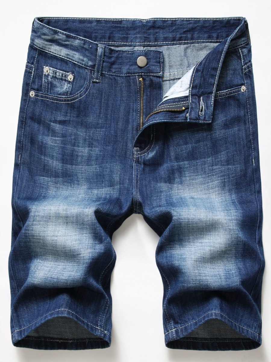 

LW Men Mid Waist Low Stretchy Denim Shorts, Blue