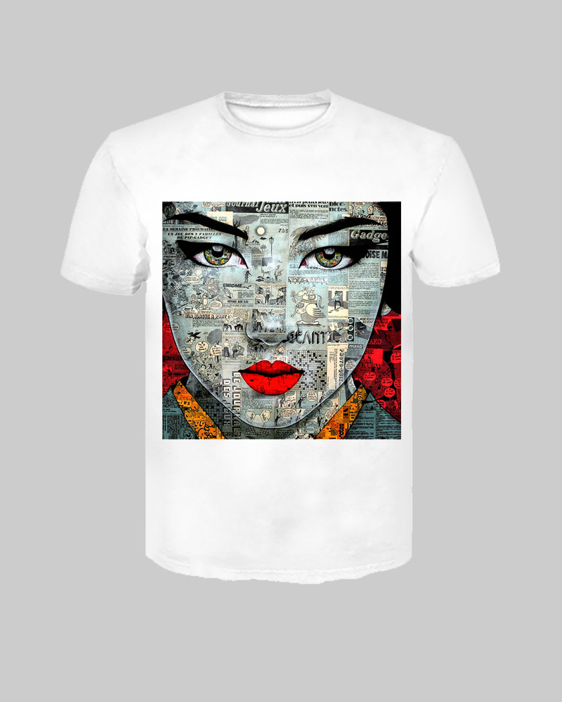 

LW Men Figure Print Patchwork T-shirt, White
