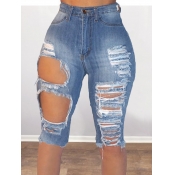LW High-waisted Ripped Denim Shorts
