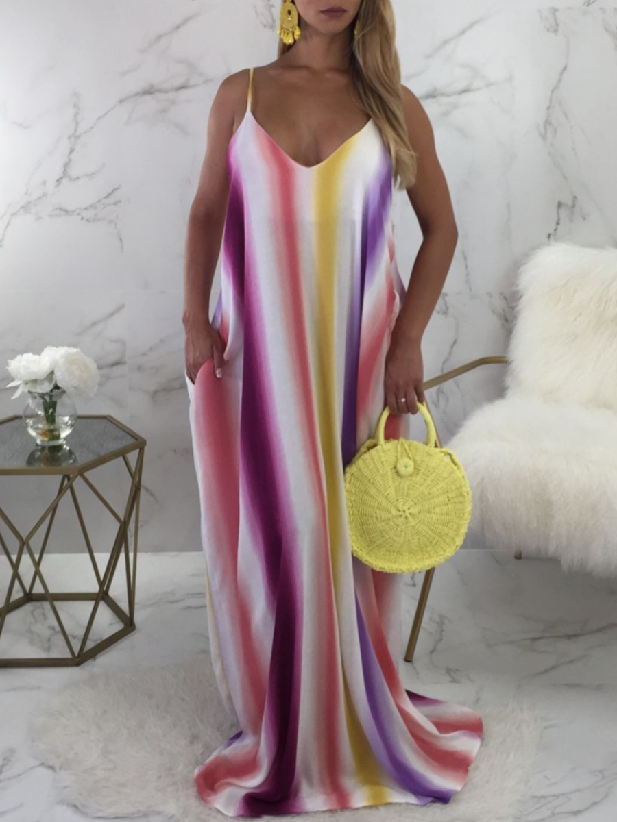

LW Gradient Striped Cami Loose Dress, Multicolor mstn