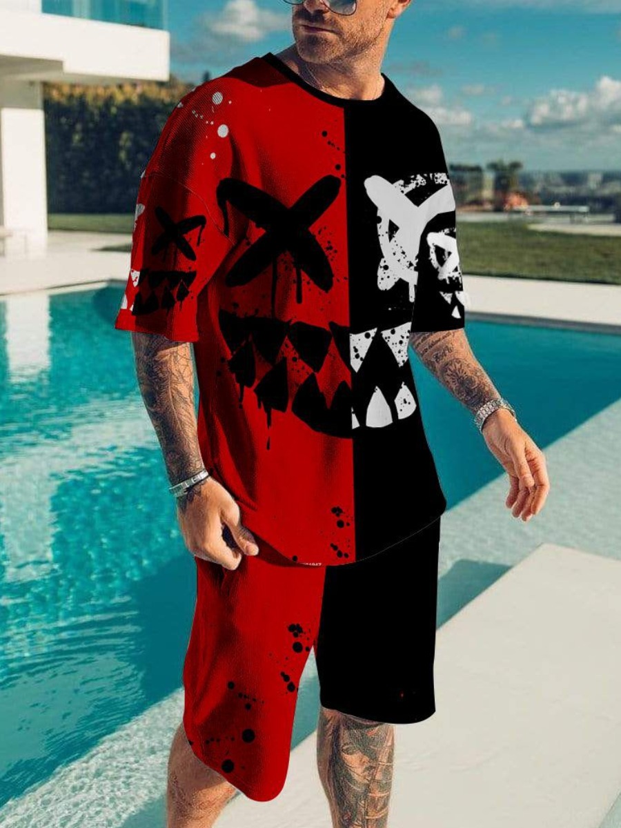 LW Men Graffiti Letter Print Shorts Set