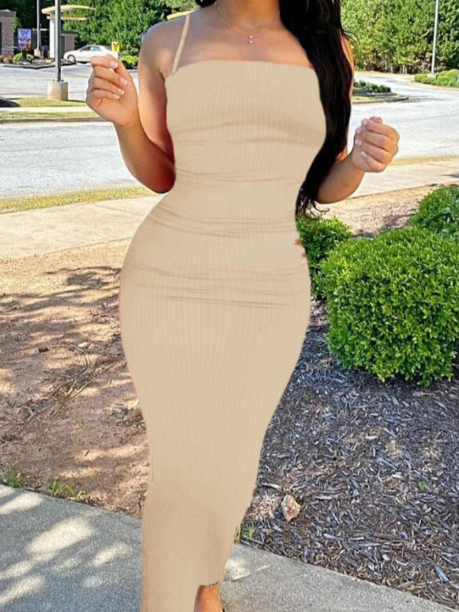 LW BASICS Halter Neck Backless Bodycon Dress