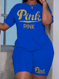 LW Plus Size Pink Letter Print Shorts Set