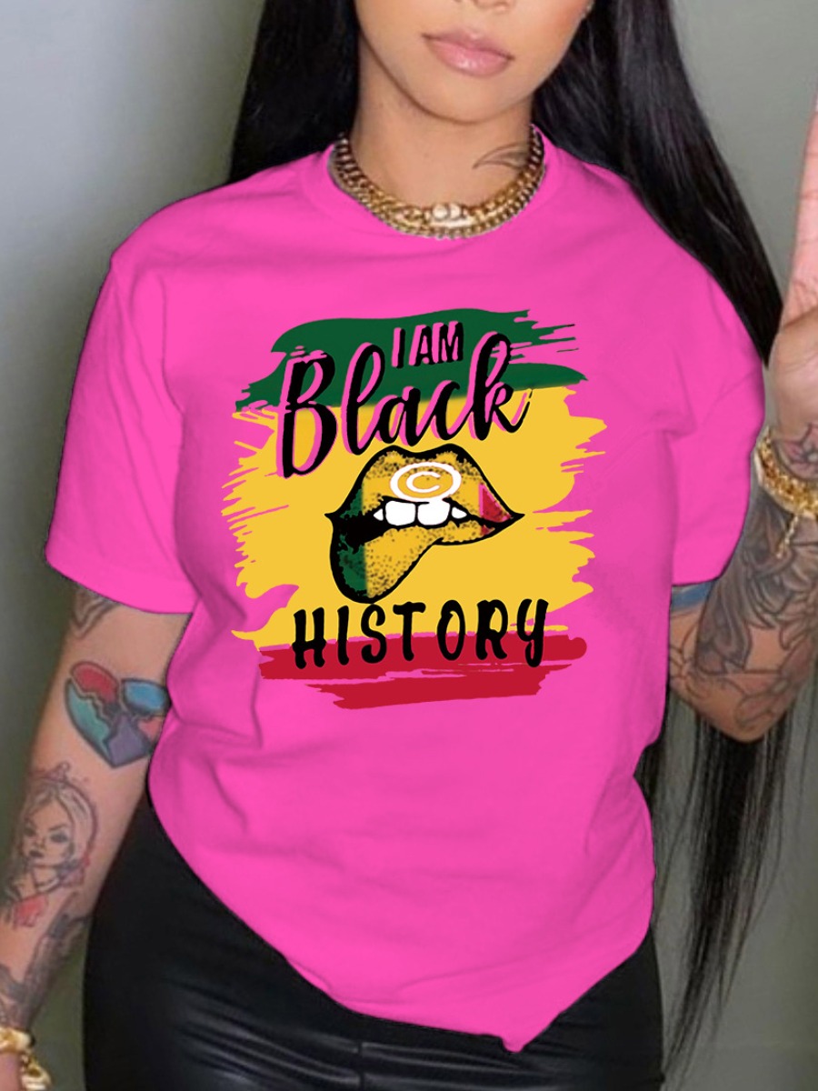 LW Lip History Letter Print T-shirt