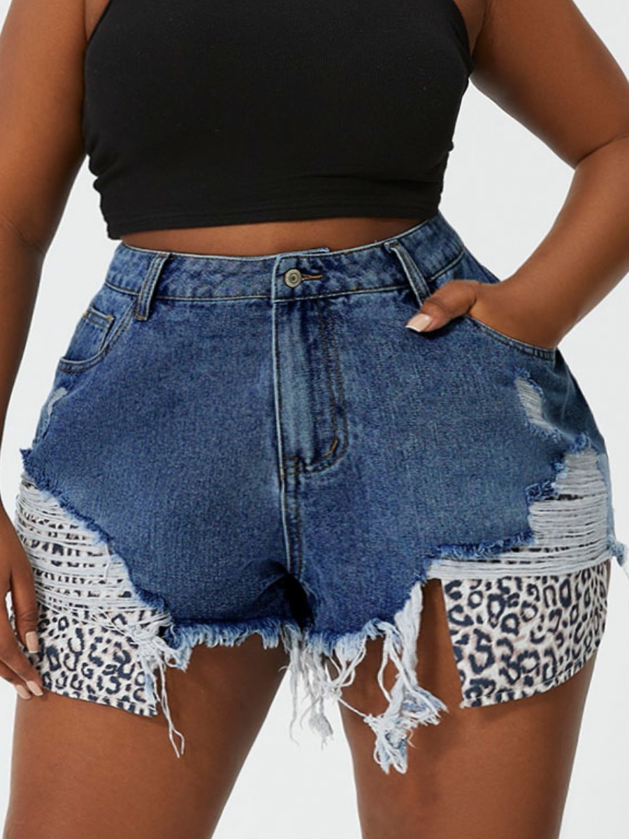 

LW Plus Size Ruched High Stretchy Denim Shorts, Blue