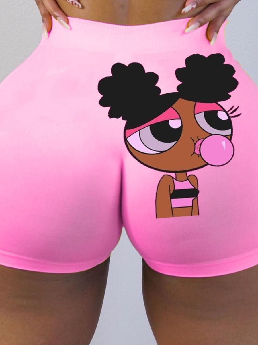 

LW Cartoon Print Stretchy Shorts, Pink