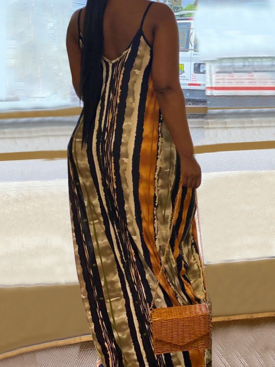 LW Plus Size Tie-dye Striped Cami Loose Dress