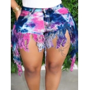 LW Tie-dye Tassel Design Denim Shorts