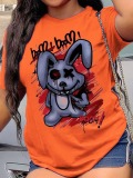 LW COTTON Cartoon Letter Print T-shirt