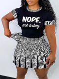 LW Plus Size Letter Geometric Print Skirt Set