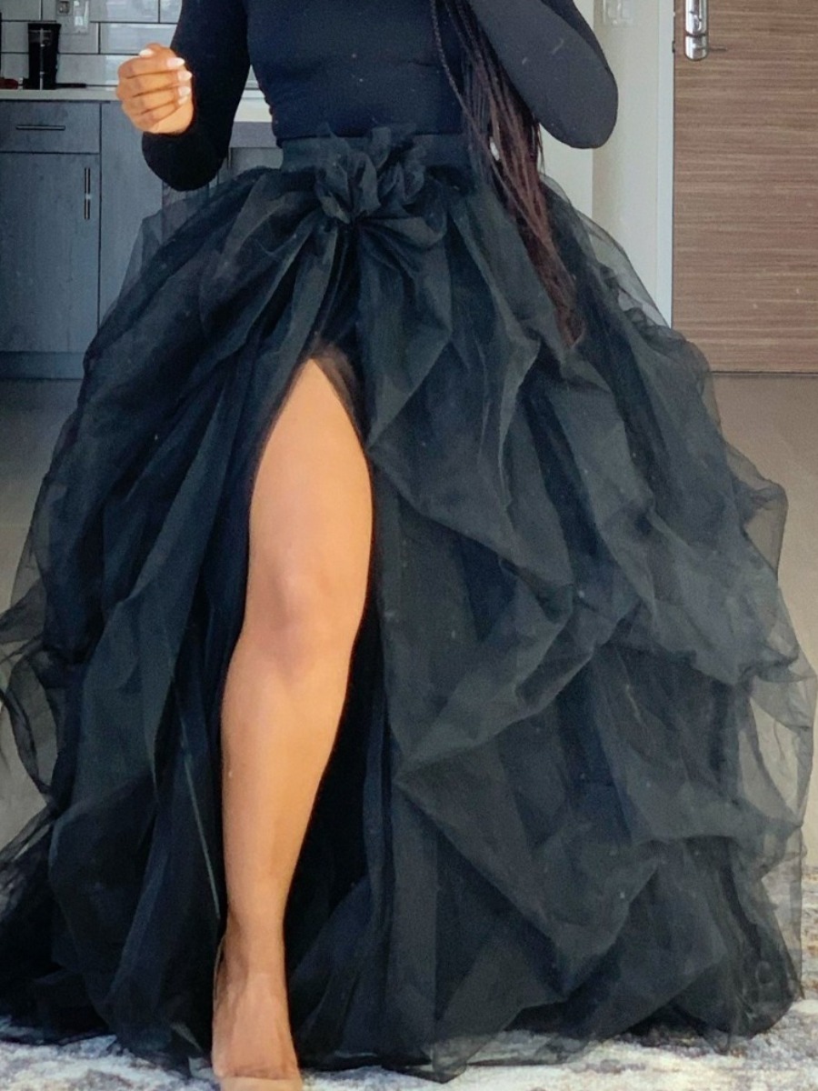 LovelyWholesale Plus Size Split Ball Gown Puffy Skirt Summer Elegant Split  5X Spring Summer 2024
