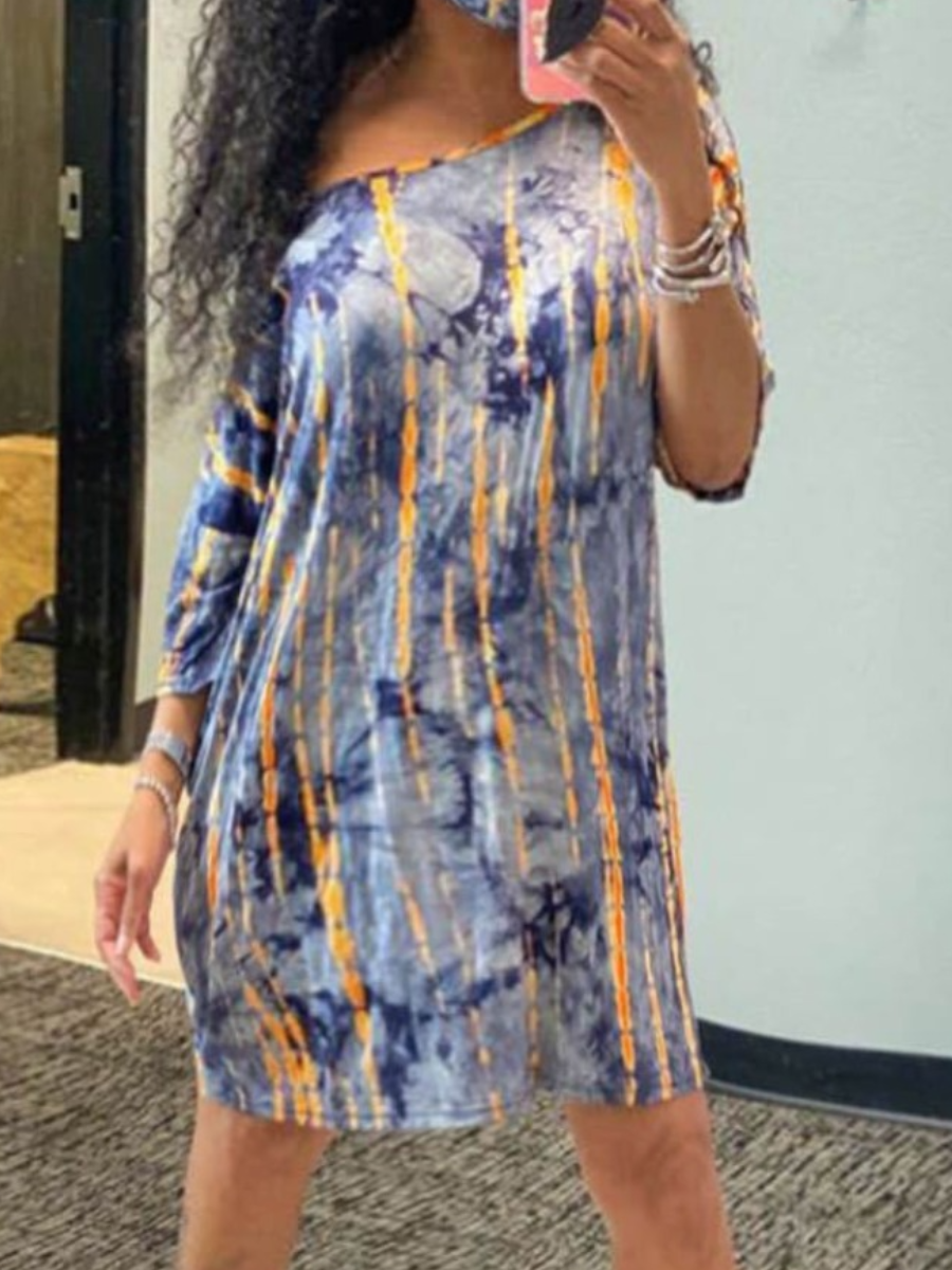 LW One Shoulder Tie-dye Dress