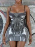LW Figure Print Bodycon Cami Dress