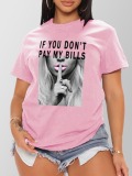 LW Cotton-Feel Figure Letter Print T-shirt