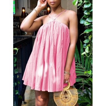 

LW BASICS Off The Shoulder Fold Design Dress, Pink