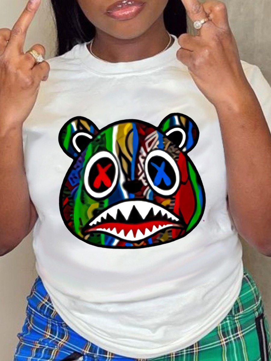 LW Cartoon Print Patchwork T-shirt