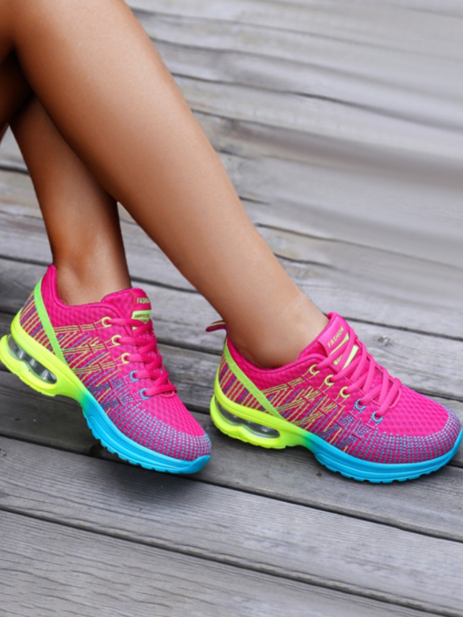 LovelyWholesale Round Toe Patchwork Sneakers All Seasons Stylish Solid Color Spring Summer 2024