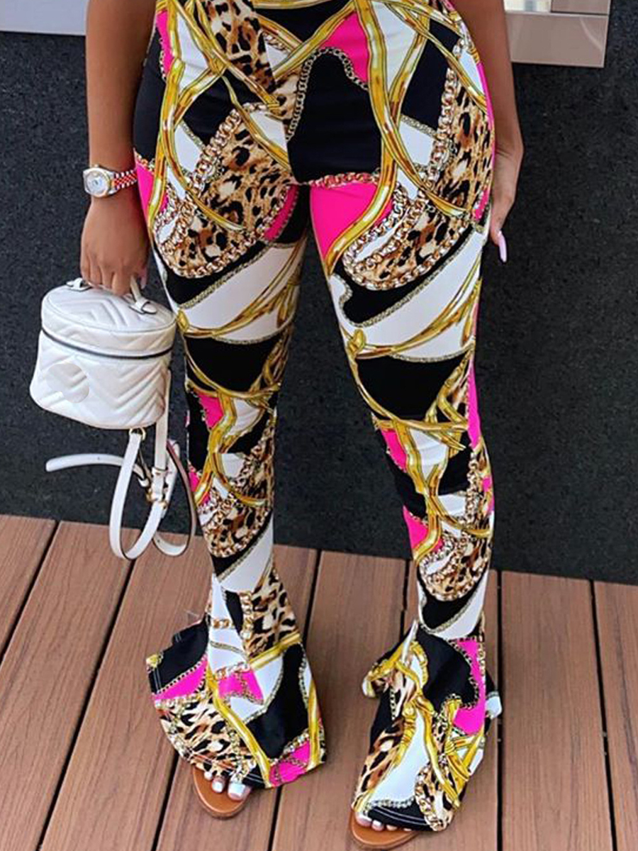 LW Chain Print Flared Skinny Pants