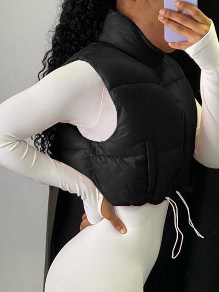 LW Sleeveless Drawstring Puffer Vest
