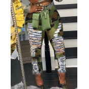 LW High Stretchy Broken Holes Camouflage Printed J