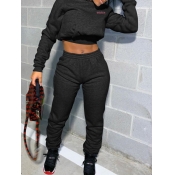 LW Crop Top Letter Print Tracksuit Set