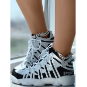 LW Letter Print Striped Sneakers