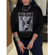 LW Plus Size Figure Letter Print Sweatshirt