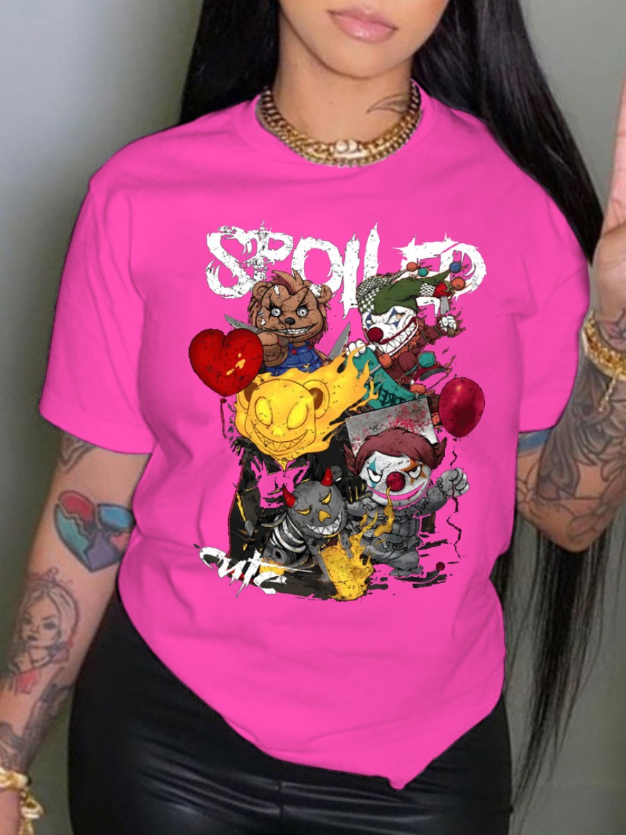 LW Plus Size Cartoon Letter Print T-shirt