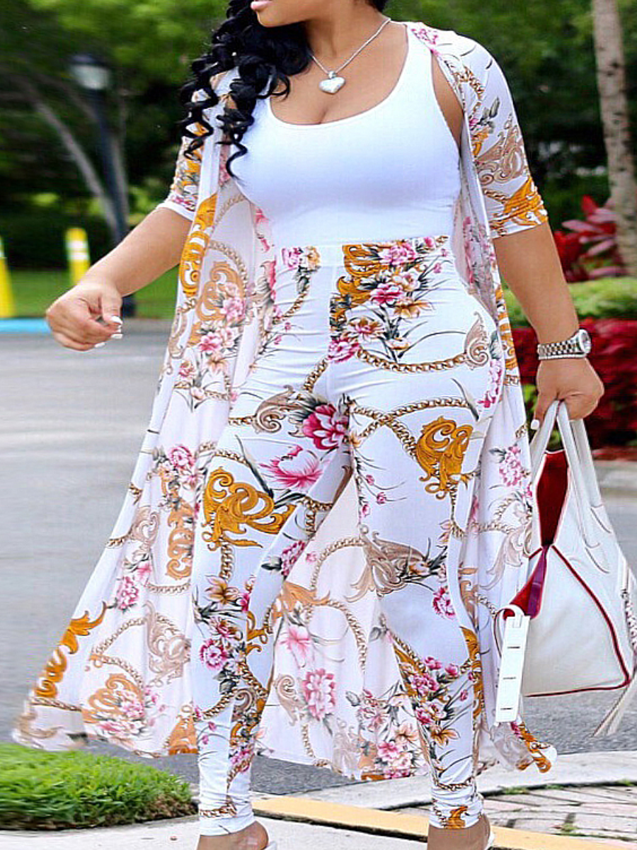 LW Plus Size Floral Chain Print Pants Set