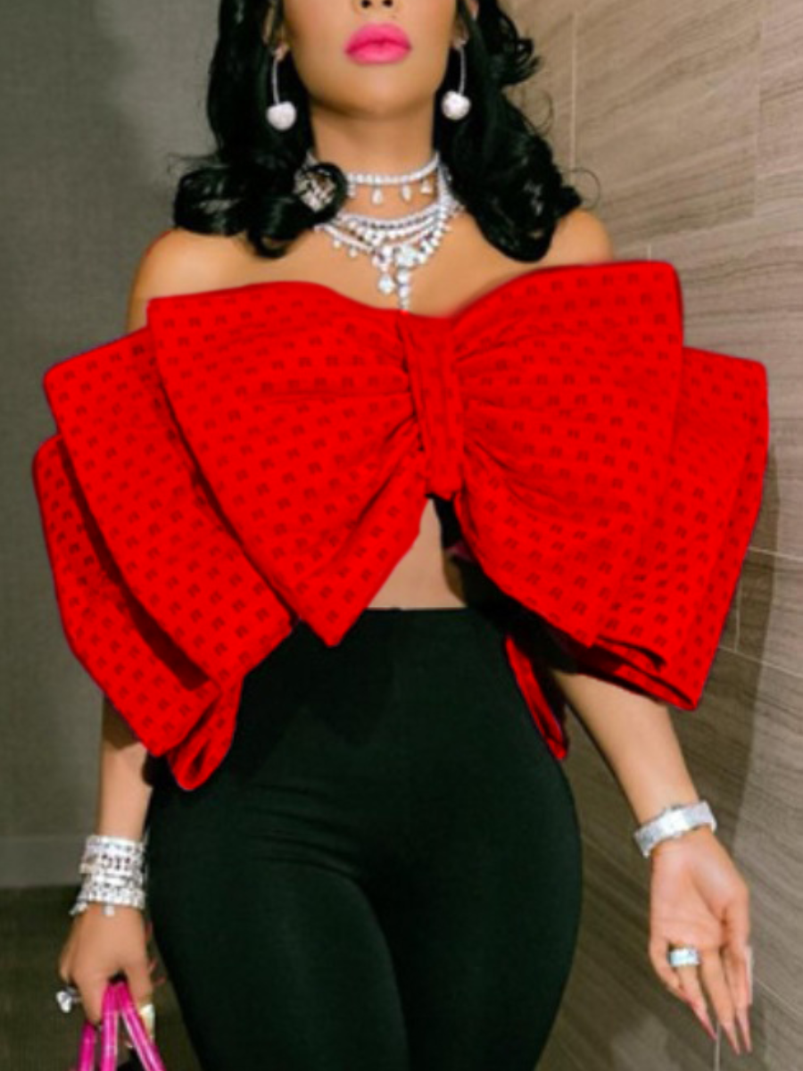 LovelyWholesale SXY Letter Print Bow-tie Decor Camisole Summer Sleeveless Sxy Bow Bateau Neck Spring Summer 2024
