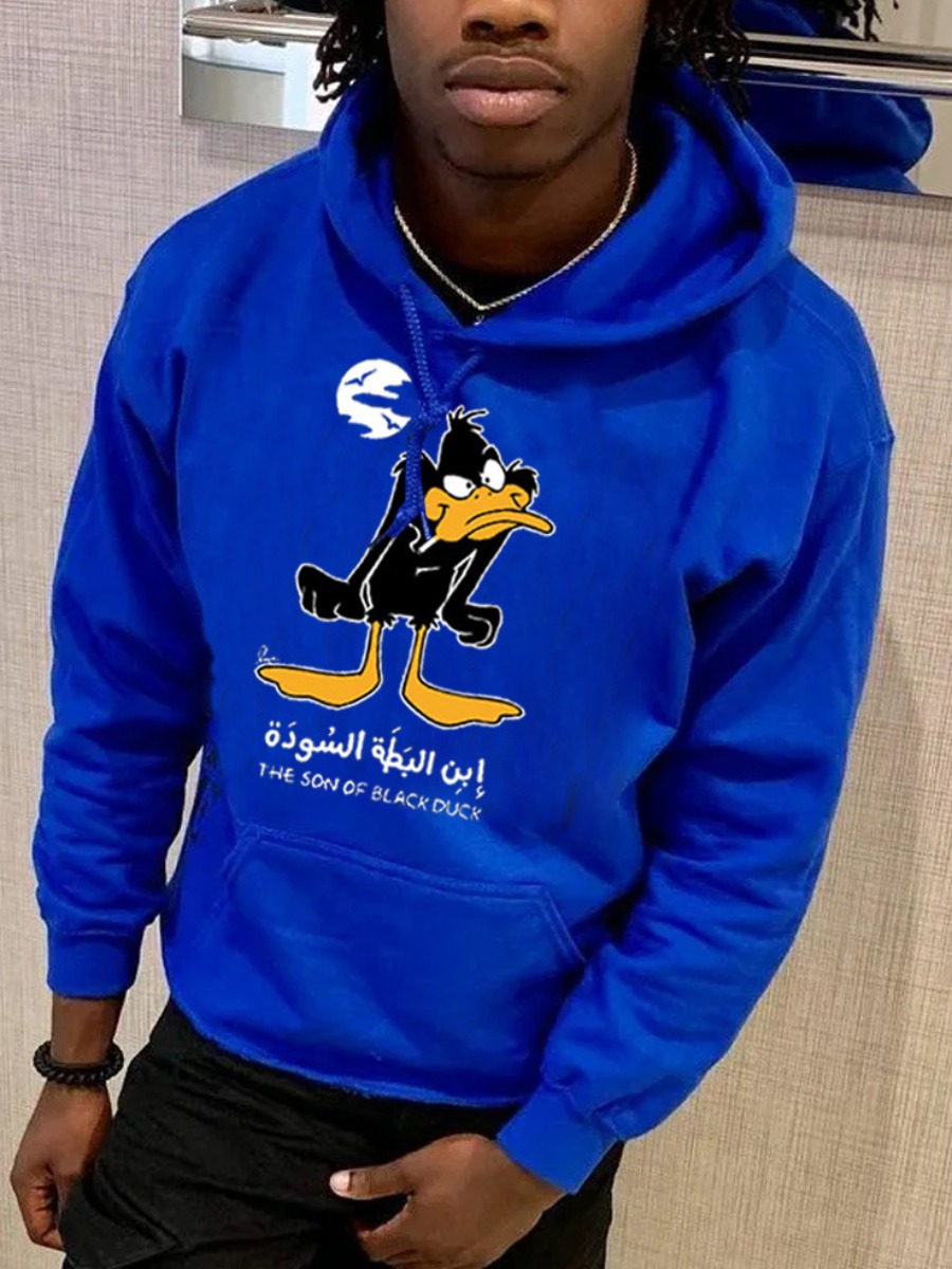 LW Men Cartoon Letter Print Hoodie