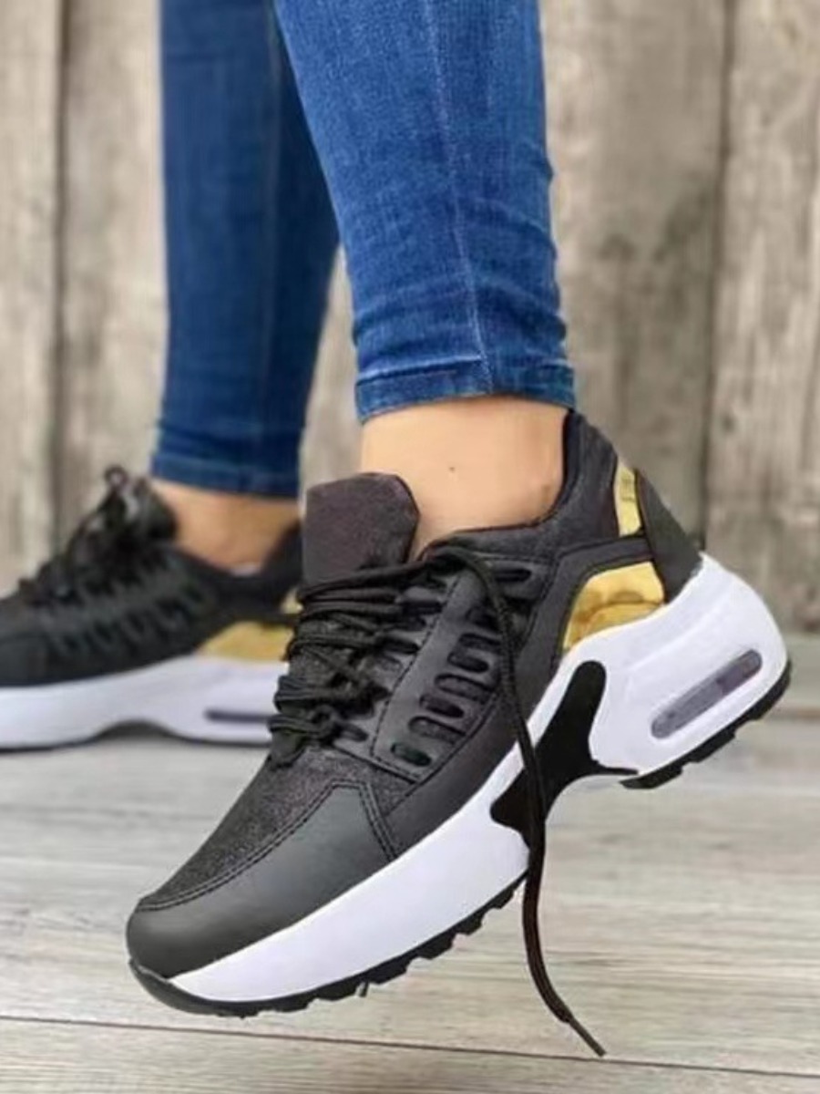 LW Round Toe Patchwork Sneakers
