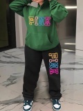 LW Plus Size Pink Letter Print Tracksuit Set