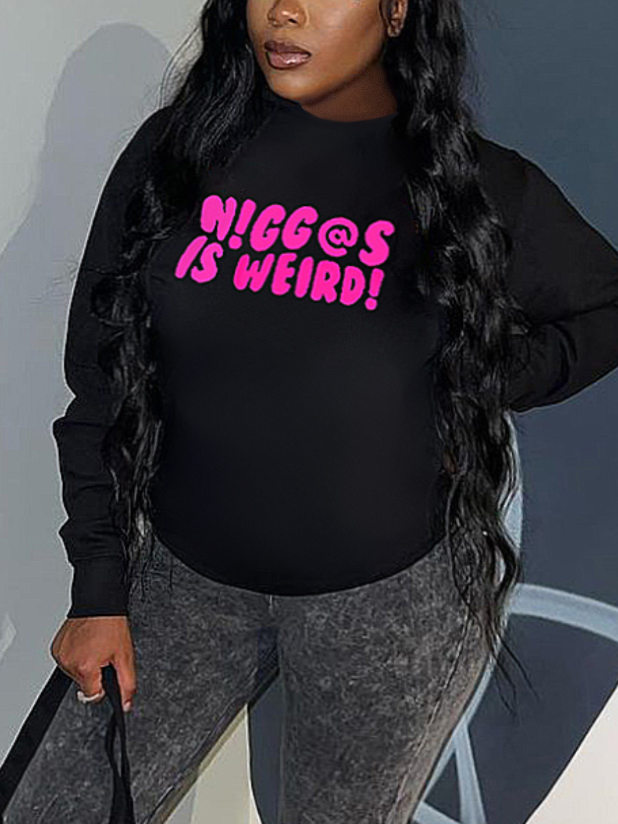 LW Plus Size Dropped Shoulder Letter Print Sweatshirt 1X