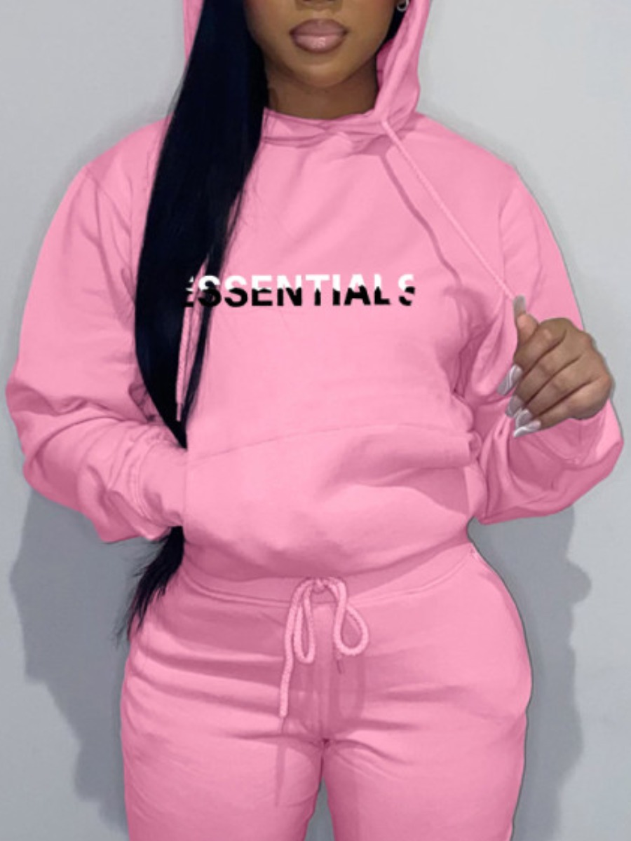 LovelyWholesale Plus Size Essentials Letter Print Kangaroo Pocket Hoodie Fall Casual Kangaroo Pocket Hooded Collar  4X Spring Summer 2024