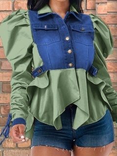 LW Plus Size Fold Design Drawstring Jacket