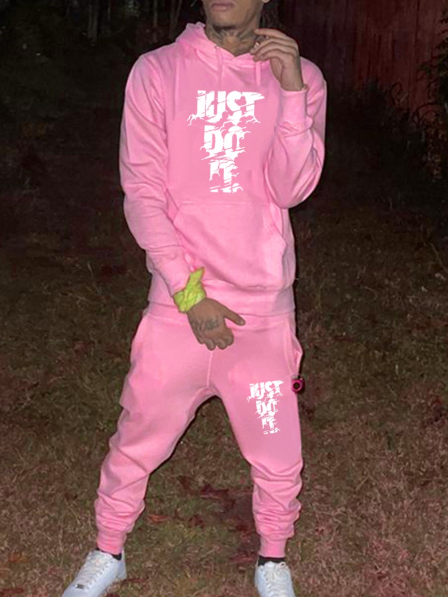 LW Men Just Do It Letter Print Tracksuit Set