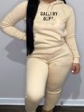 LW Letter Print Kangaroo Pocket Tracksuit Set