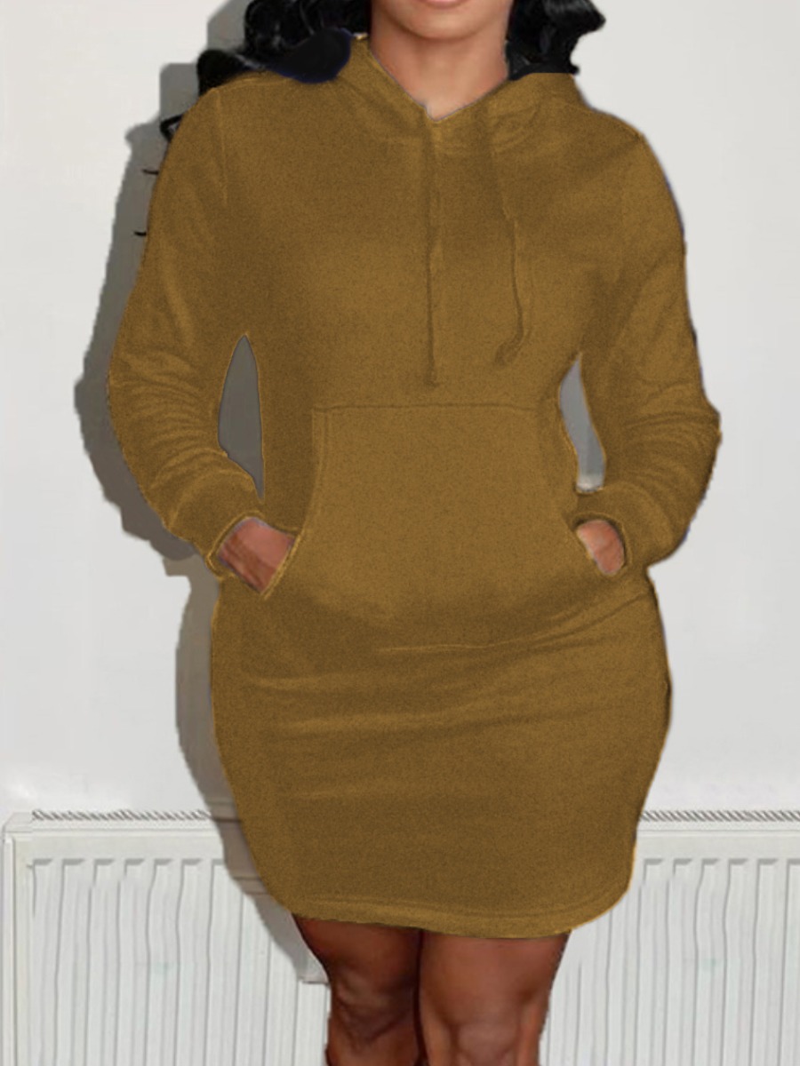 LW BASICS Hooded Collar Kangaroo Pocket Sweat Dres