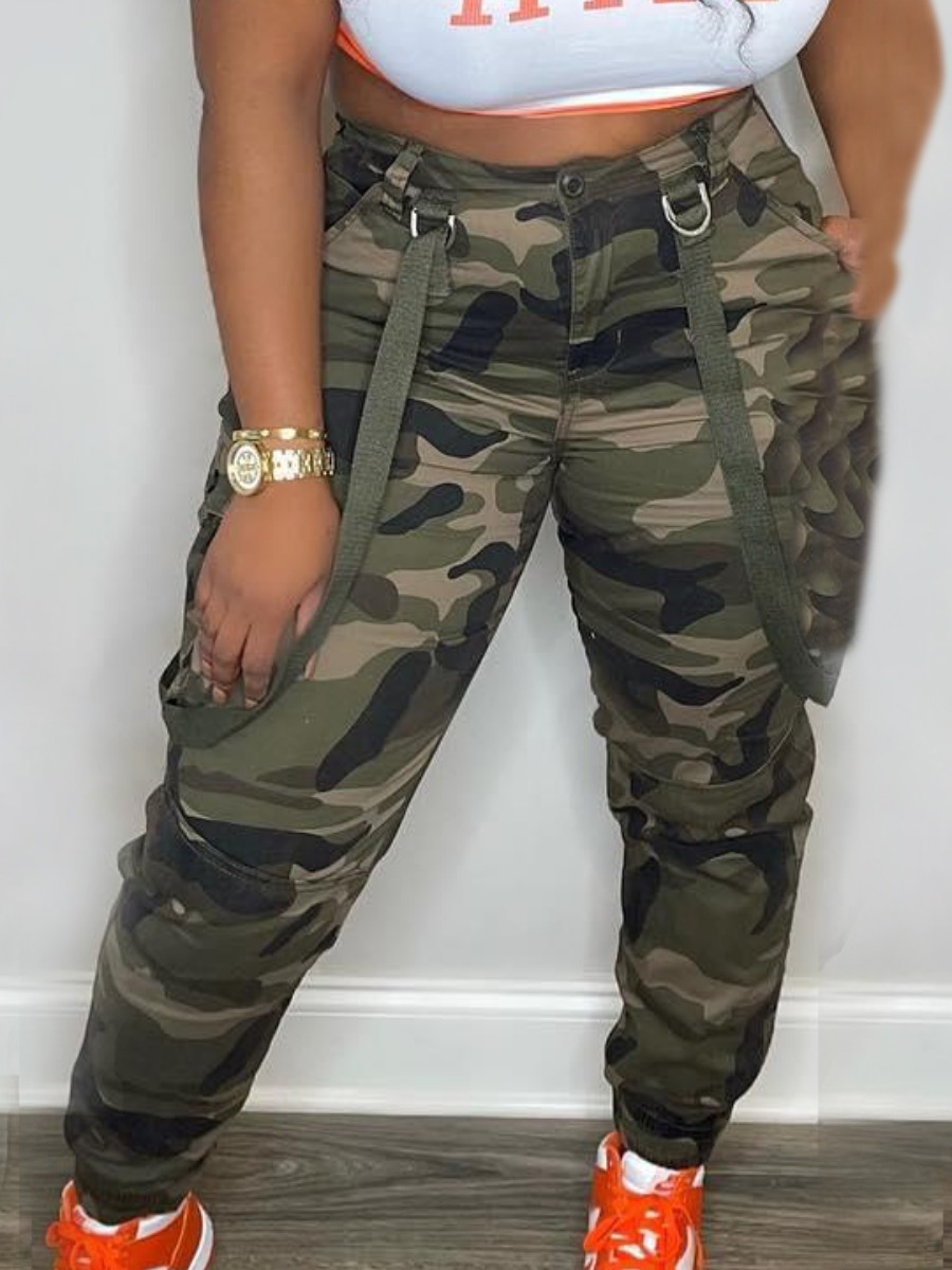 LW Camo Print Side Pocket Cargo Pants