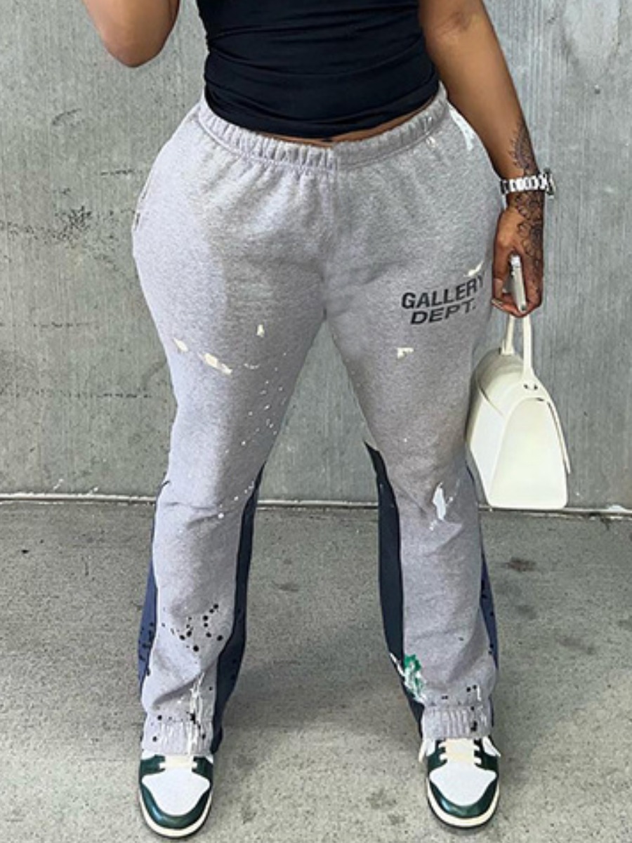 LW Splash Ink Letter Print Sweatpants