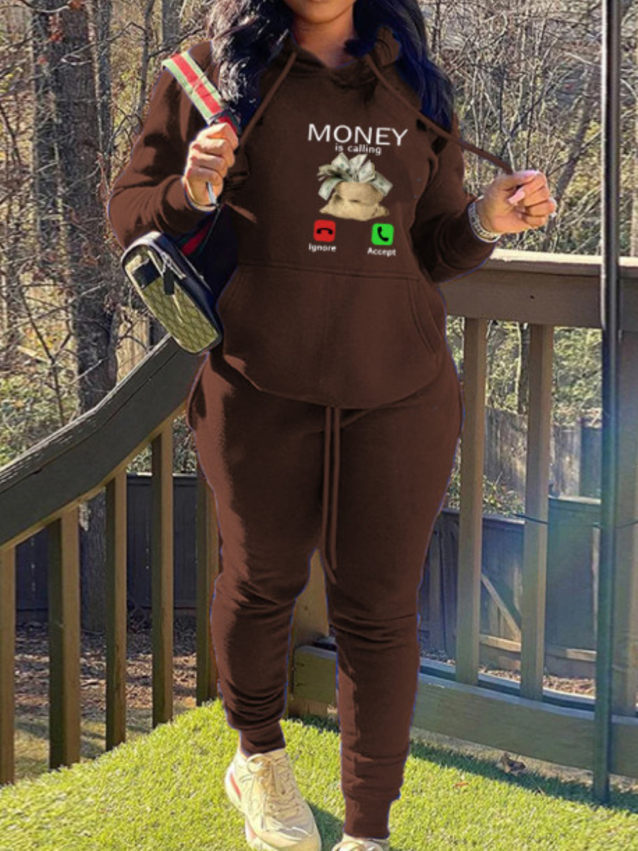 LW Money Letter Print Tracksuit Set