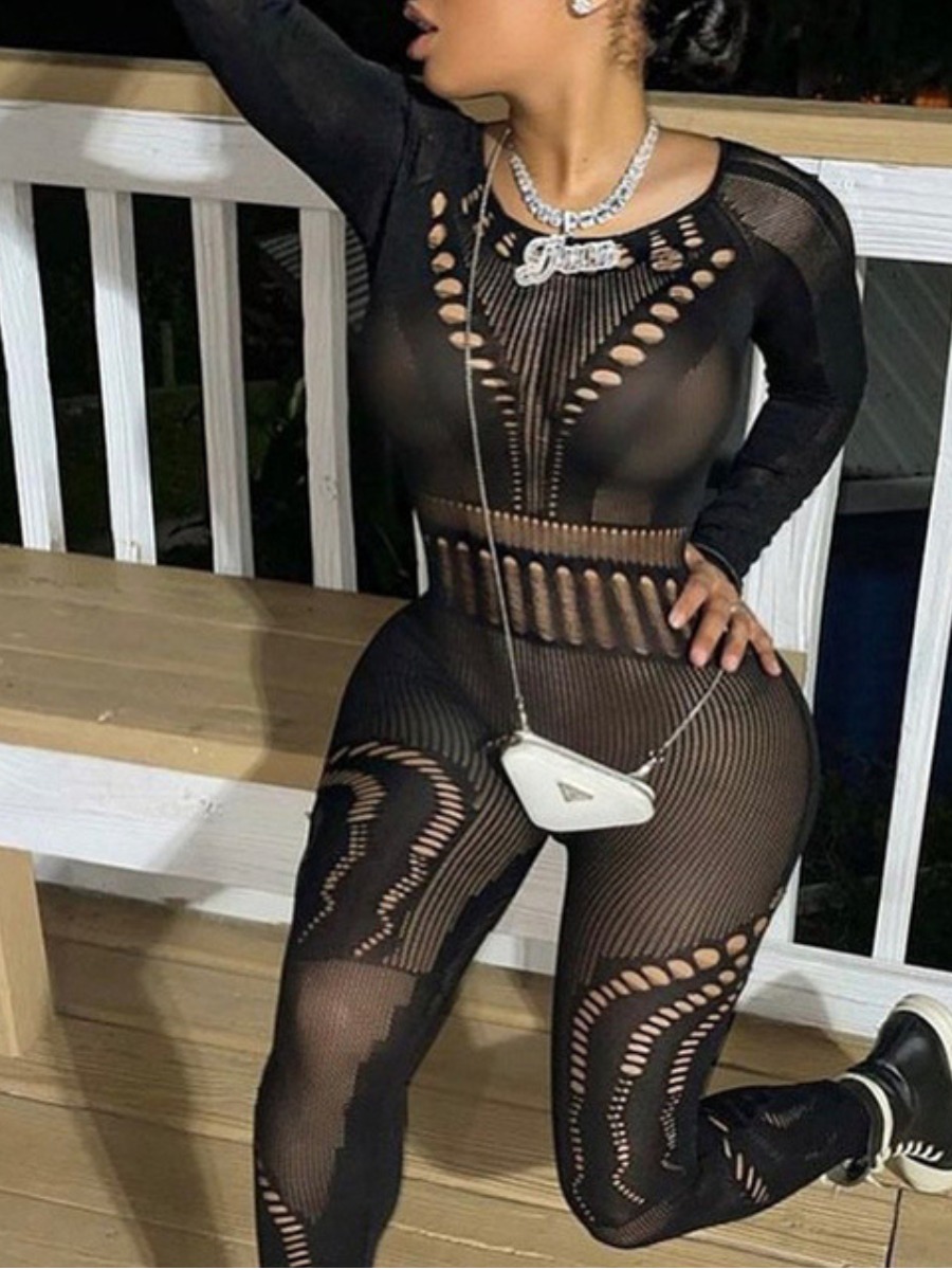 LW SXY Mesh Skinny Lace Stretchy Jumpsuit