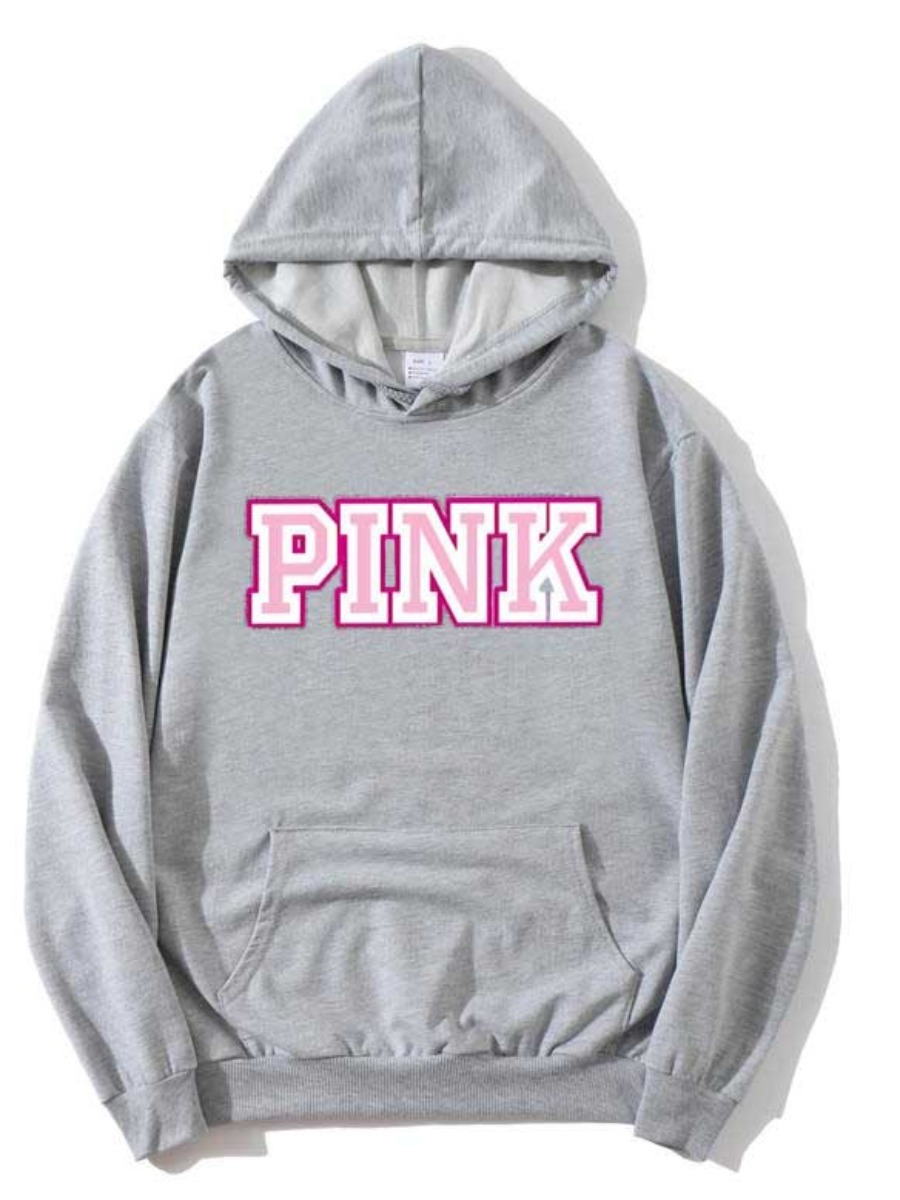 LW Pink Letter Print Hoodie