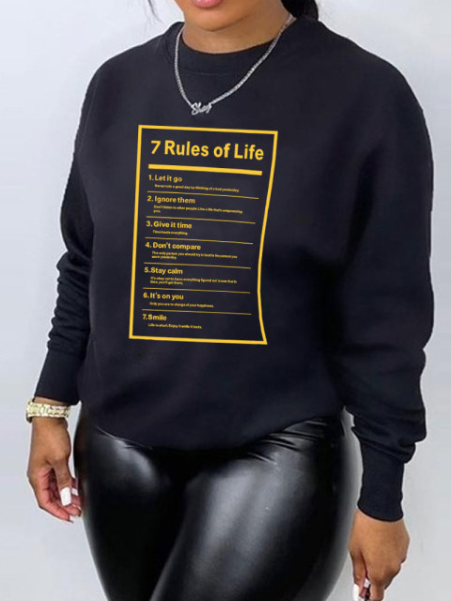 LW Rules Of Life Letter Print Sweatshirt