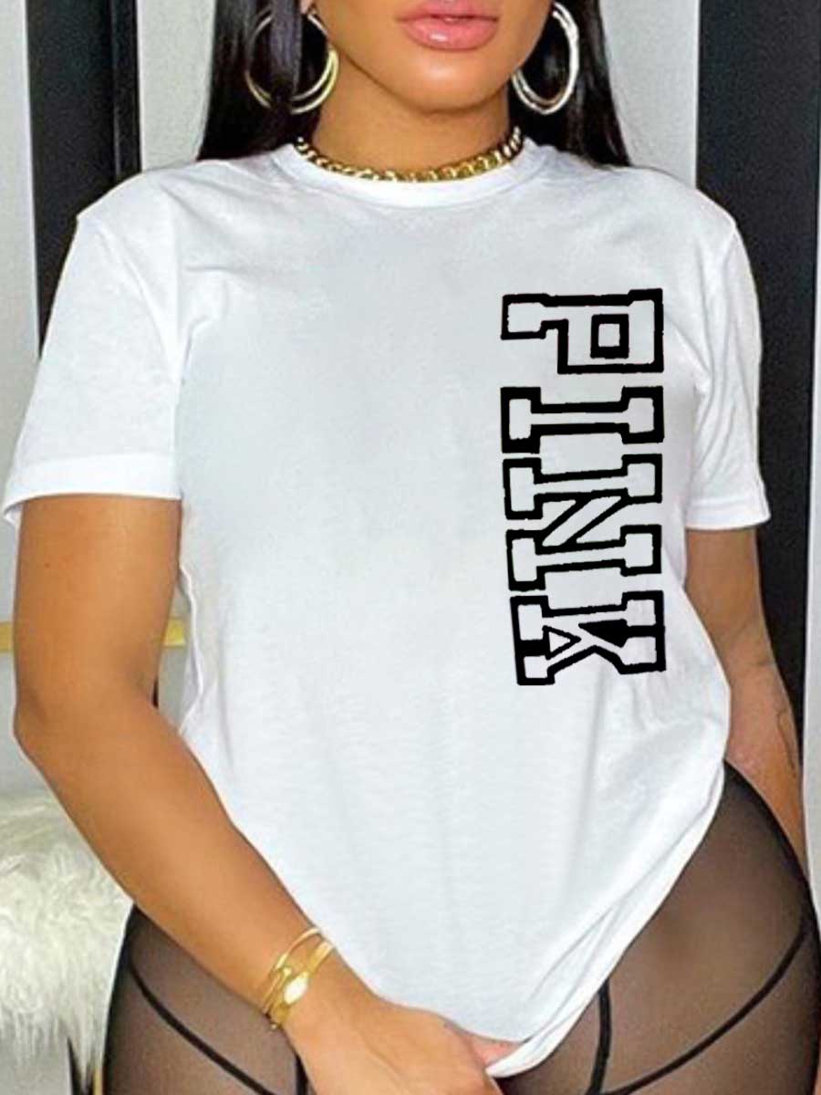 LW Plus Size Pink Letter Print T-shirt