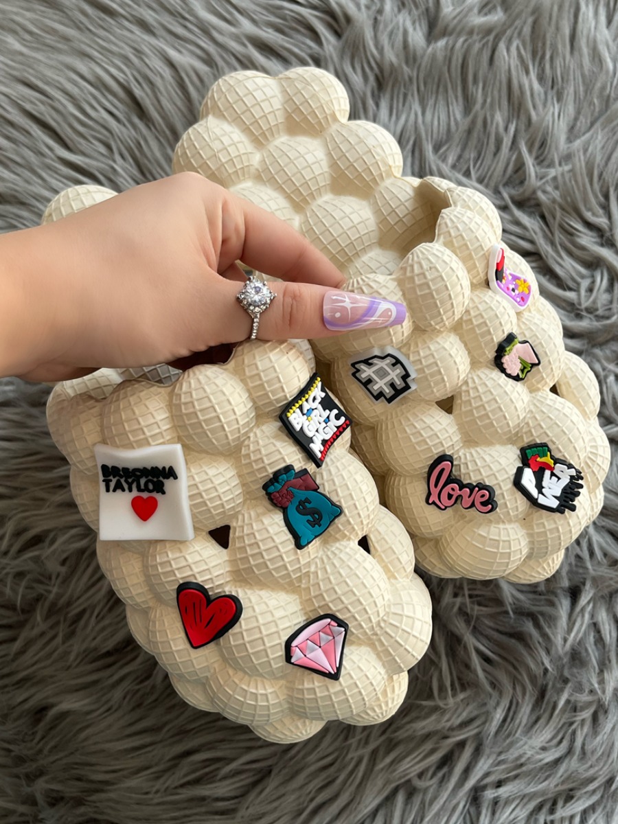 LW Letter Peanut Decor Bubble Slippers
